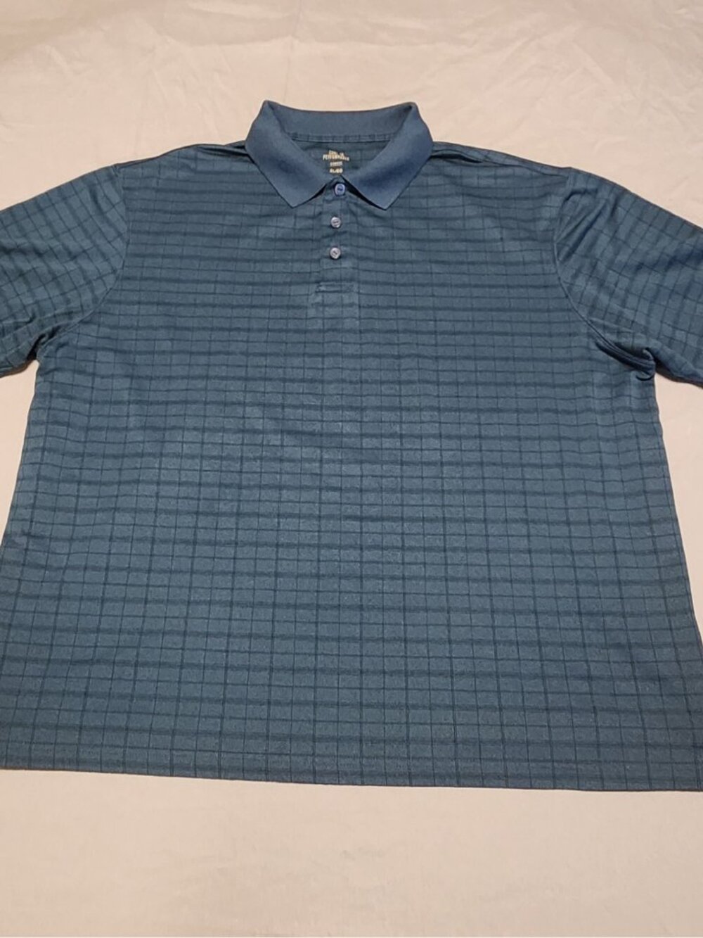 Haggar Men's XL Cool 18 Performance Collar Polo Green Square Stripe Golf